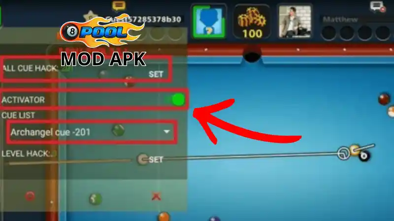 Hack 8 Ball Pool apk đường kẻ dài