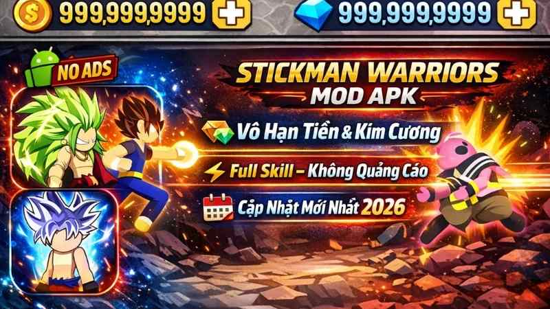 stickman warriors hack full tiền kim cương