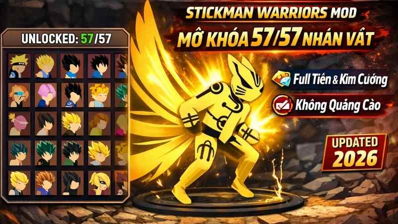 stickman warriors hack full tiền kim cương