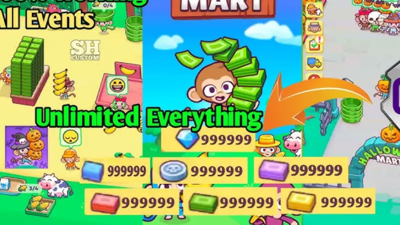 Vô hạn tiền trong Monkey Mart Mod APK