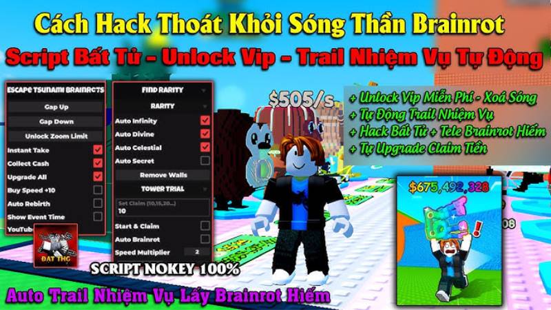 Tính năng Thoát Khỏi Sóng Thần Brainrot MOD APK