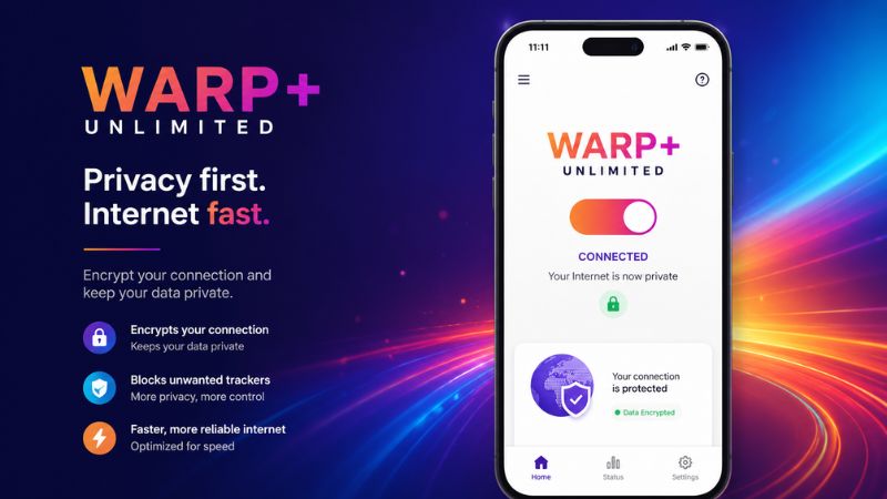 1.1.1.1 VPN MOD APK với giao diện Cloudflare WARP trên điện thoại Android