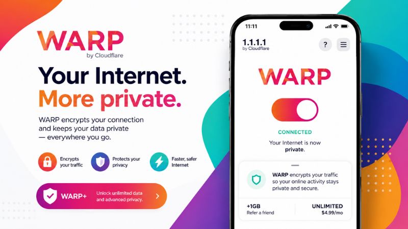 1.1.1.1 VPN MOD APK với tính năng Unlimited WARP+ được kích hoạt