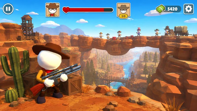 Bắn Tỉa Miền Tây MOD APK với cao bồi cầm súng trong thị trấn Wild West