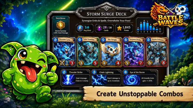 Battle Waves Mobile MOD APK với nhiều card và faction để xây dựng đội hình