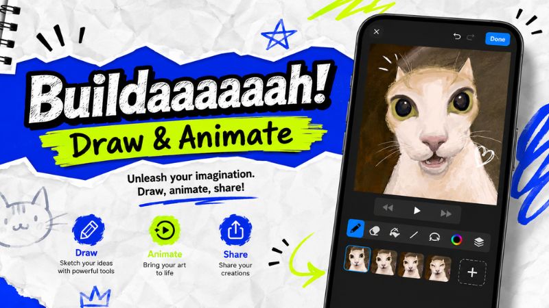 Builda MOD APK với block coding và công cụ animation