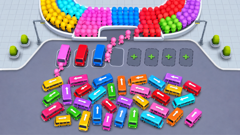 Gameplay Bus Traffic Fever MOD APK ghép xe buýt đúng màu