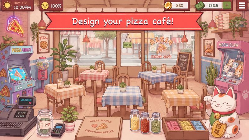 Gameplay Good Pizza, Great Pizza MOD APK thêm sốt phô mai và topping lên bánh