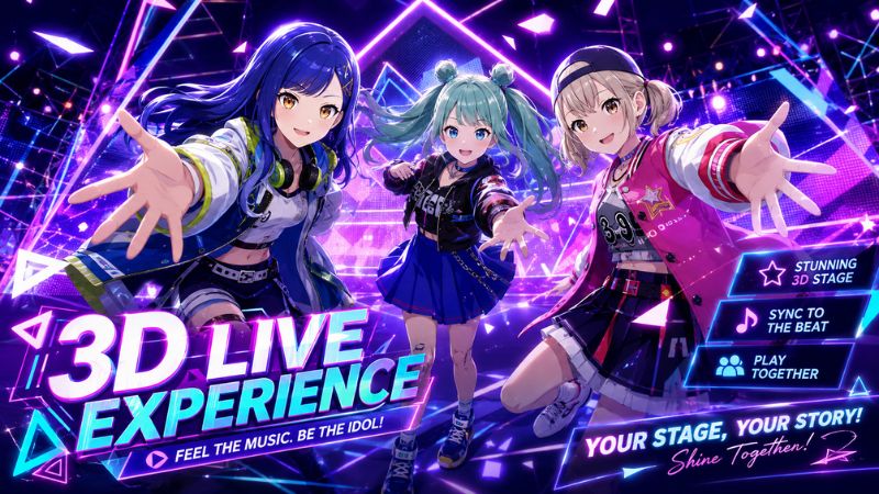 Gameplay Project Sekai MOD APK chạm giữ và vuốt các nốt nhạc theo đúng nhịp