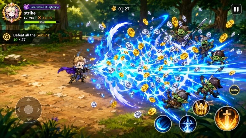 Gameplay Soul Strike MOD APK sử dụng kỹ năng chiến đấu
