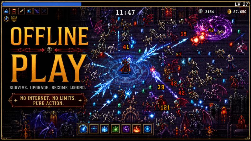 Gameplay Vampire Survivors MOD APK chiến đấu với làn sóng quái vật đông đảo