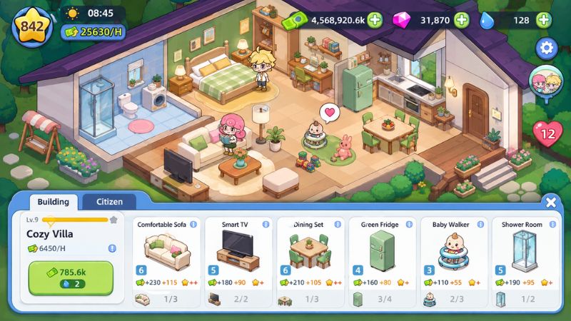 Happy Citizens MOD APK với nhiều công trình phương tiện và khu dân cư đầy màu sắc