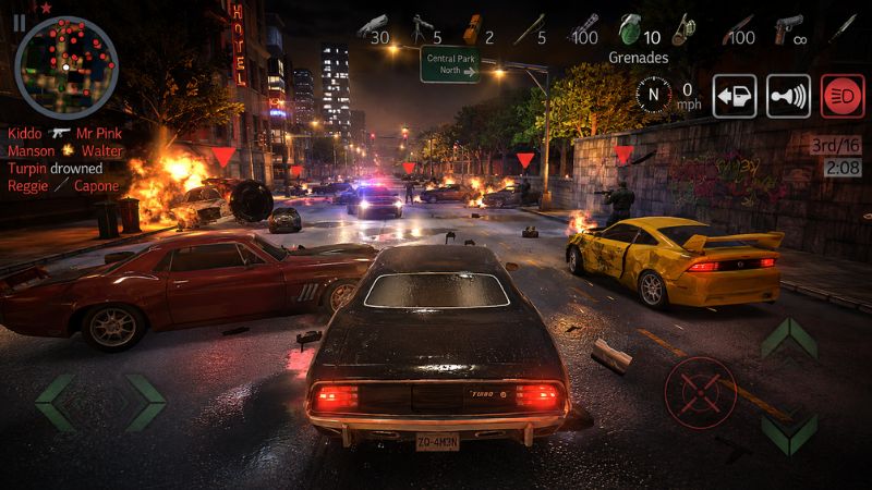 Payback 2 MOD APK với gameplay đua xe tốc độ cao qua nhiều khu vực