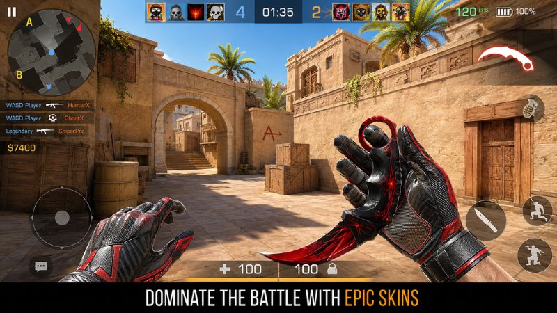 Standoff 2 MOD APK dùng sniper giữ góc và bắn mục tiêu từ xa