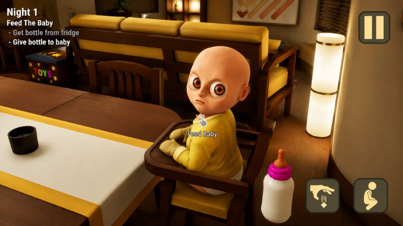 The Baby in Yellow MOD APK tìm vật phẩm và khám phá các căn phòng kỳ lạ