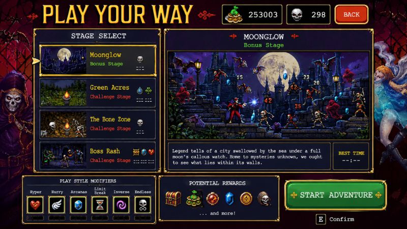 Vampire Survivors MOD APK với nhân vật bị bao vây bởi nhiều quái vật