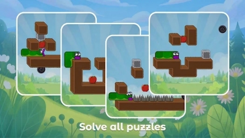 Apple Worm MOD APK vượt màn giải đố khó