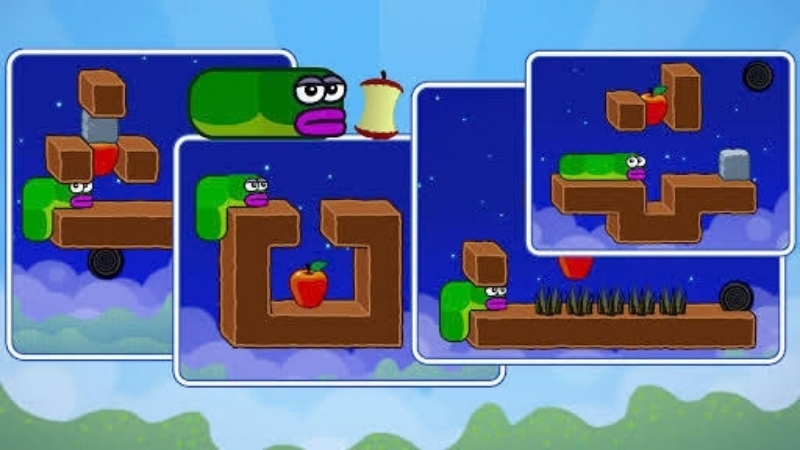 Gameplay Apple Worm MOD APK ăn táo để kéo dài cơ thể