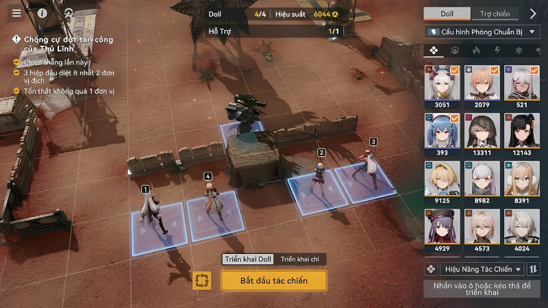 Gameplay Girls' Frontline 2 Lưu Đày MOD APK trên bản đồ chiến thuật