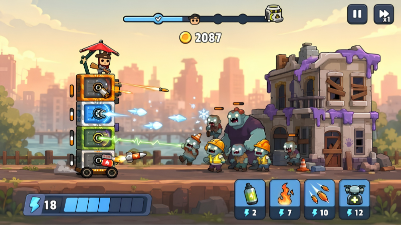 Gameplay TDS Tower Destiny Survive MOD APK xây thêm tầng