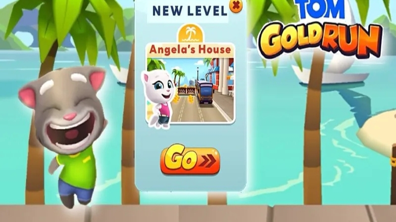 Giao diện nâng cấp nhà với tài nguyên trong Tom Biết Nói Rượt Vàng MOD APK.