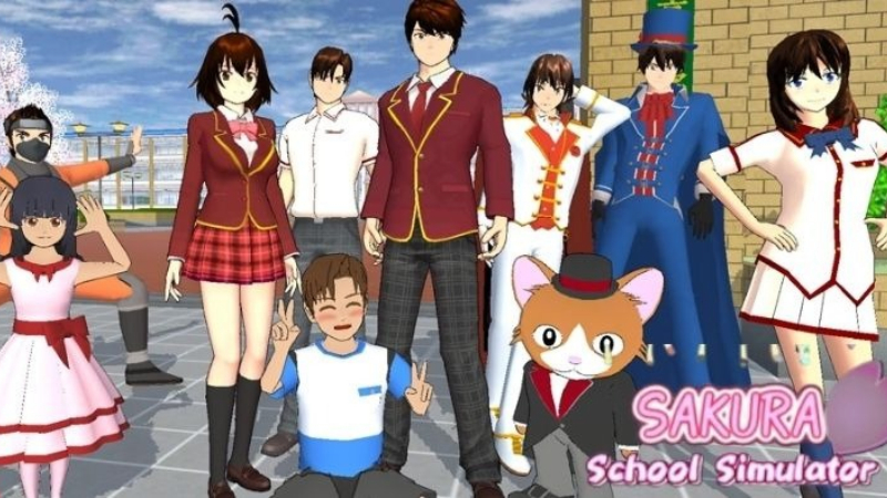 Học sinh trong khuôn viên trường của SAKURA School Simulator MOD APK