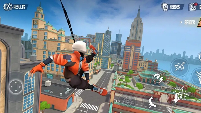 Siêu anh hùng đu tơ qua thành phố trong Spider Fighter 3 MOD APK