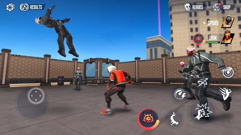 Strider sử dụng tơ di chuyển giữa các tòa nhà cao tầng trong Spider Fighter 3